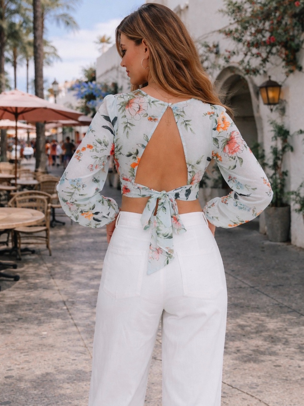 NWT Open Back Long Sleeve Crop-Top